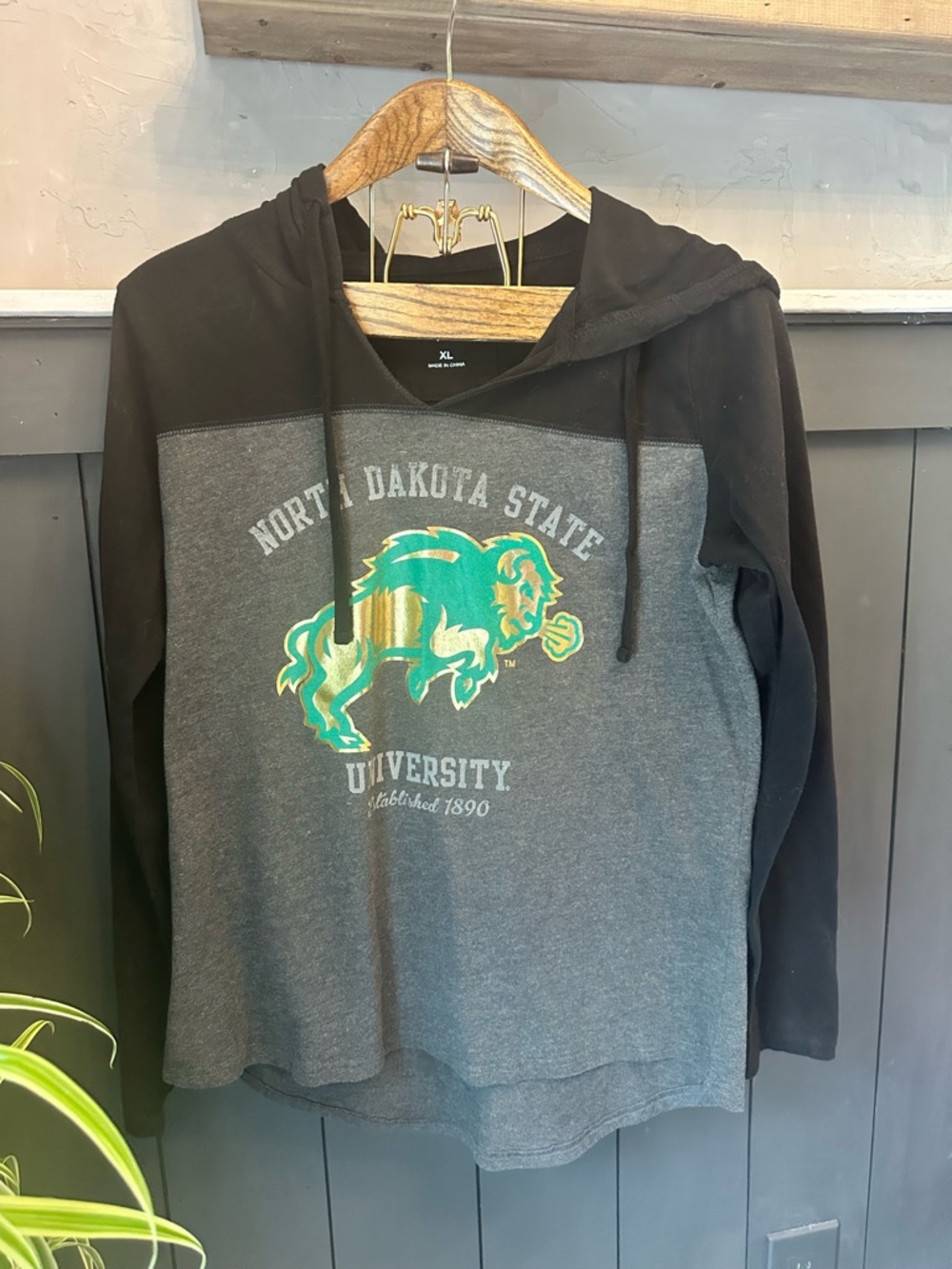NDSU Bison Hooded Long Sleeve T Shirt Size XL North Dakota State University